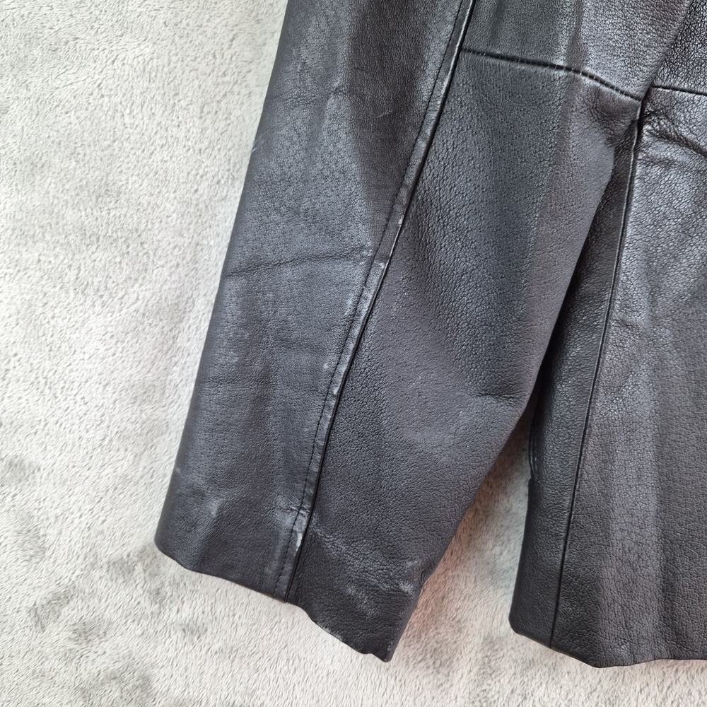 Serge Platini Blazer Jacket Small Black Genuine Leather 2 Buttons Sport‎ Coat - Picture 16 of 16